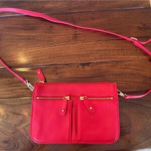 Talbots Red Crossbody Purse with Gold Accents